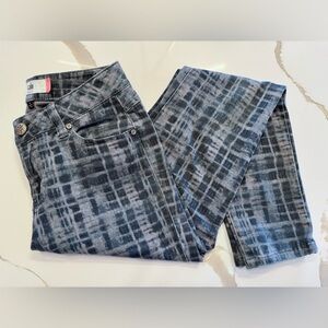 Cabi Grid Curvy Skinny Jeans Women's Sz 4 Stretch Tie Dye Grey Blue Style 3047